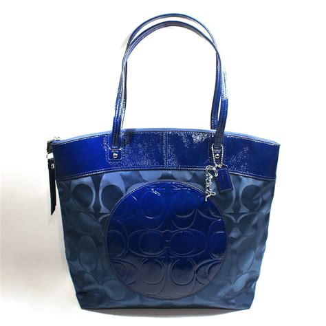 discount navy blue gray coach signature handbag